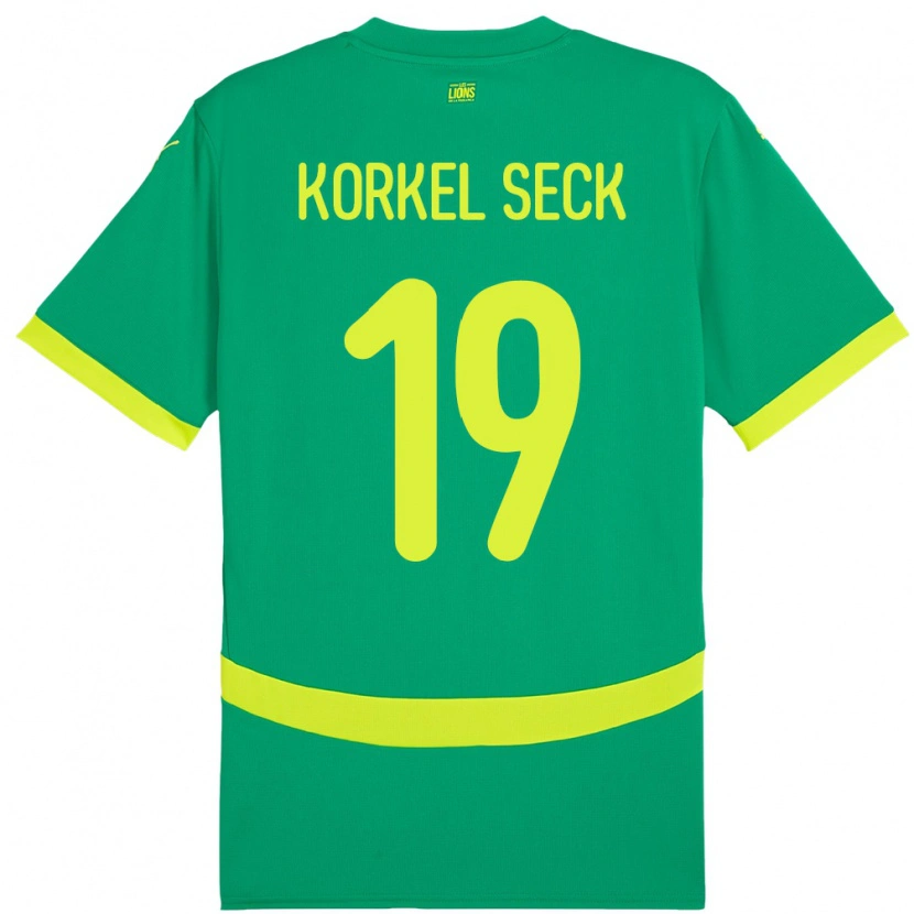 Danxen Hombre Camiseta Senegal Bineta Korkel Seck #19 Verde 2ª Equipación 24-26 La Camisa
