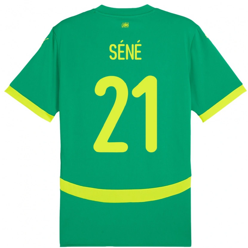 Danxen Hombre Camiseta Senegal Tening Sene #21 Verde 2ª Equipación 24-26 La Camisa
