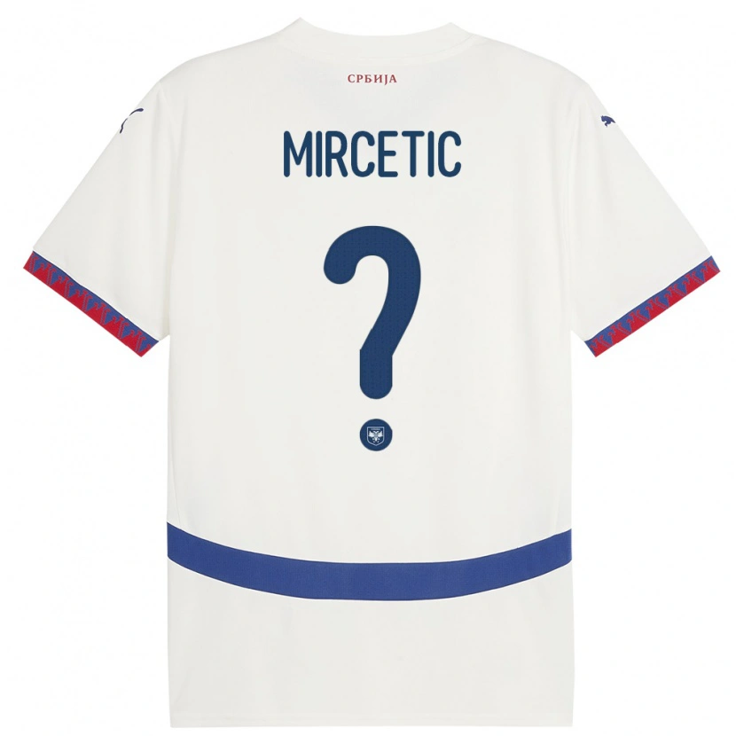 Danxen Hombre Camiseta Serbia Bogdan Mircetic #0 Blanco 2ª Equipación 24-26 La Camisa