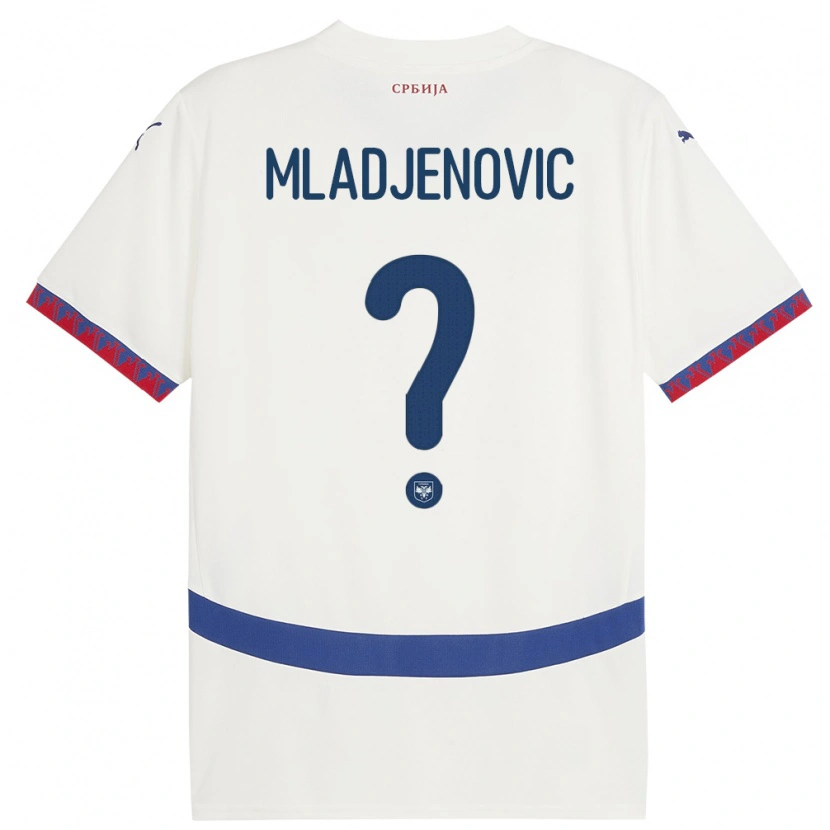 Danxen Hombre Camiseta Serbia Uros Mladjenovic #0 Blanco 2ª Equipación 24-26 La Camisa