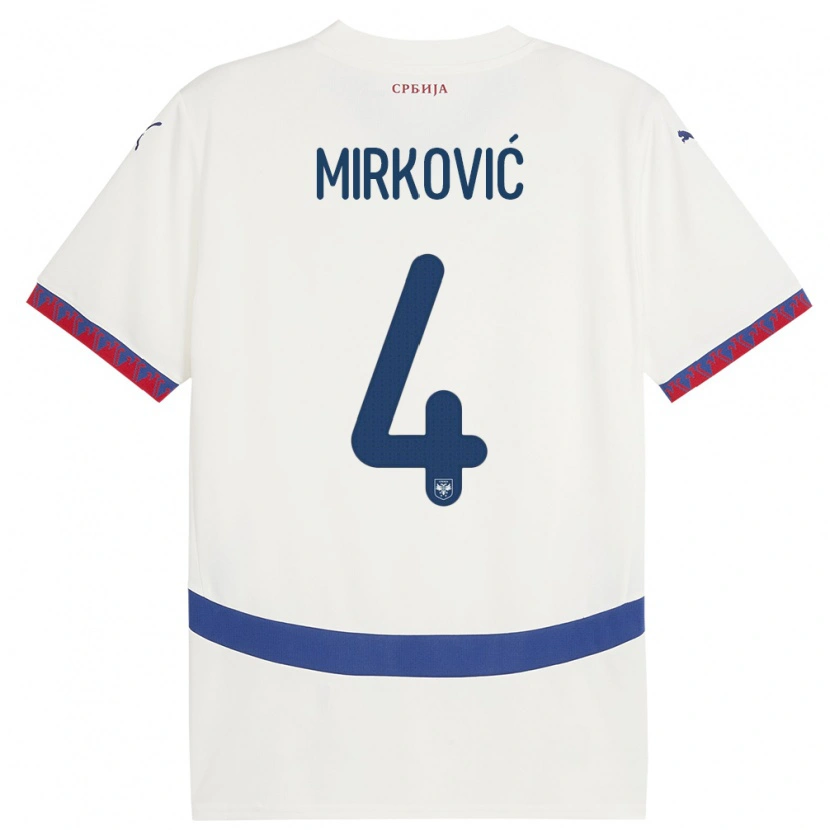 Danxen Hombre Camiseta Serbia Nemanja Mirković #4 Blanco 2ª Equipación 24-26 La Camisa