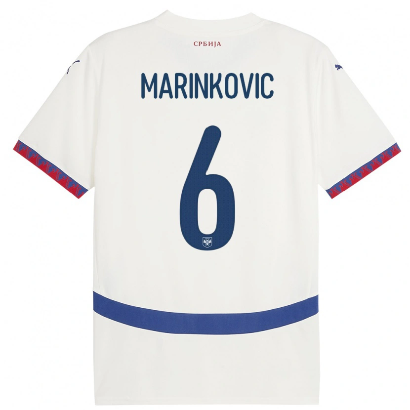 Danxen Hombre Camiseta Serbia Vojin Marinkovic #6 Blanco 2ª Equipación 24-26 La Camisa