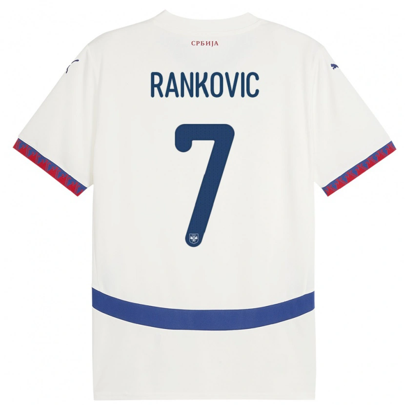 Danxen Hombre Camiseta Serbia Djordje Rankovic #7 Blanco 2ª Equipación 24-26 La Camisa