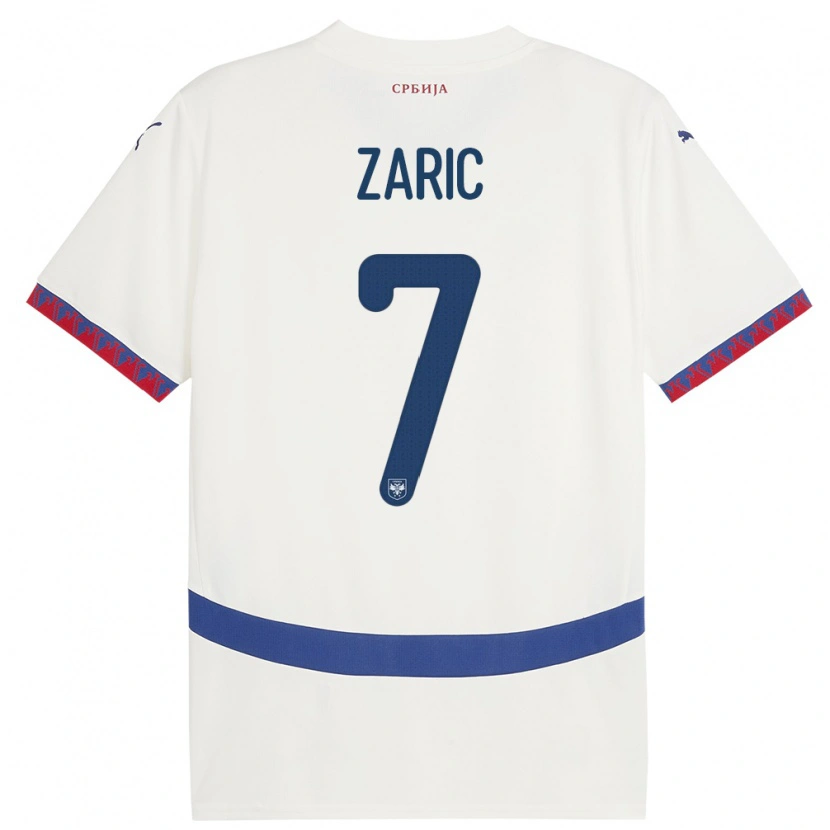 Danxen Hombre Camiseta Serbia Luka Zaric #7 Blanco 2ª Equipación 24-26 La Camisa