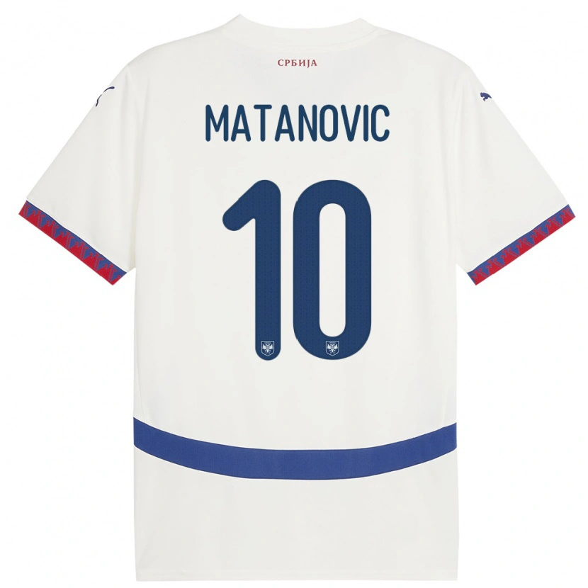 Danxen Hombre Camiseta Serbia Ognjen Matanovic #10 Blanco 2ª Equipación 24-26 La Camisa