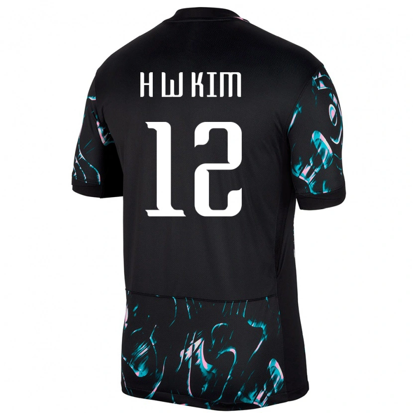 Danxen Hombre Camiseta Corea Del Sur Hyun-Woo Kim #12 Negro 2ª Equipación 24-26 La Camisa