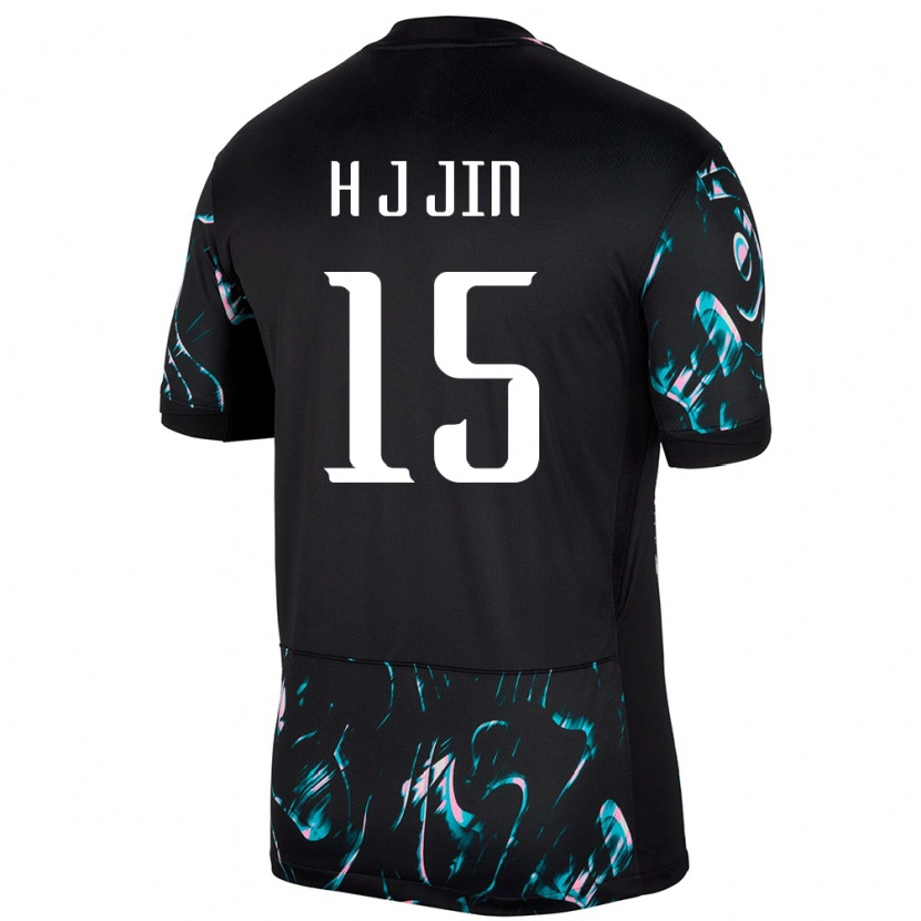 Danxen Hombre Camiseta Corea Del Sur Jun-Ho Jin #15 Negro 2ª Equipación 24-26 La Camisa
