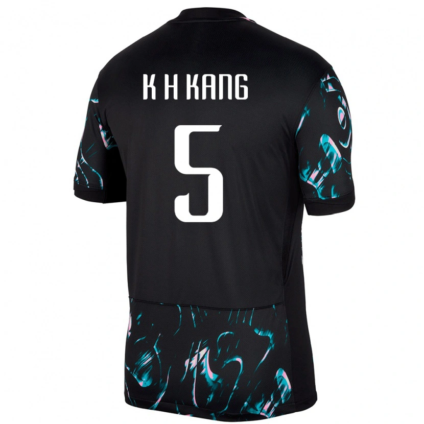 Danxen Hombre Camiseta Corea Del Sur Kang Kyo Hun #5 Negro 2ª Equipación 24-26 La Camisa