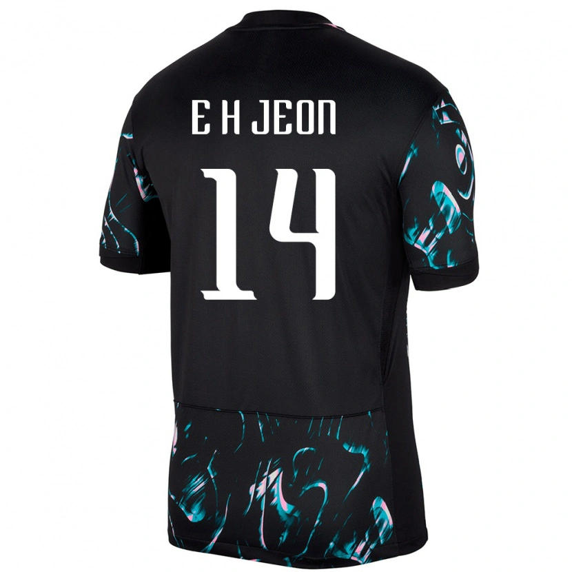 Danxen Hombre Camiseta Corea Del Sur Jeon Eun Ha #14 Negro 2ª Equipación 24-26 La Camisa