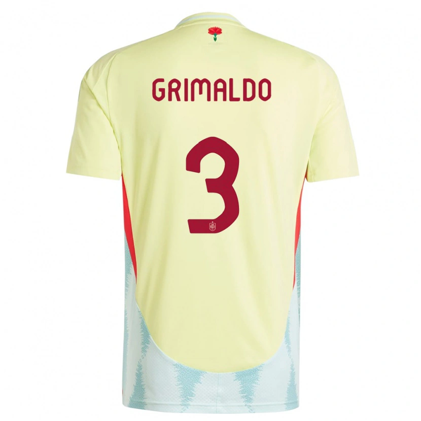 Danxen Hombre Camiseta España Alejandro Grimaldo #3 Amarillo 2ª Equipación 24-26 La Camisa