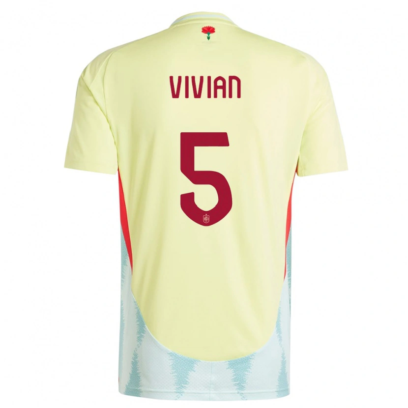 Danxen Hombre Camiseta España Dani Vivian #5 Amarillo 2ª Equipación 24-26 La Camisa