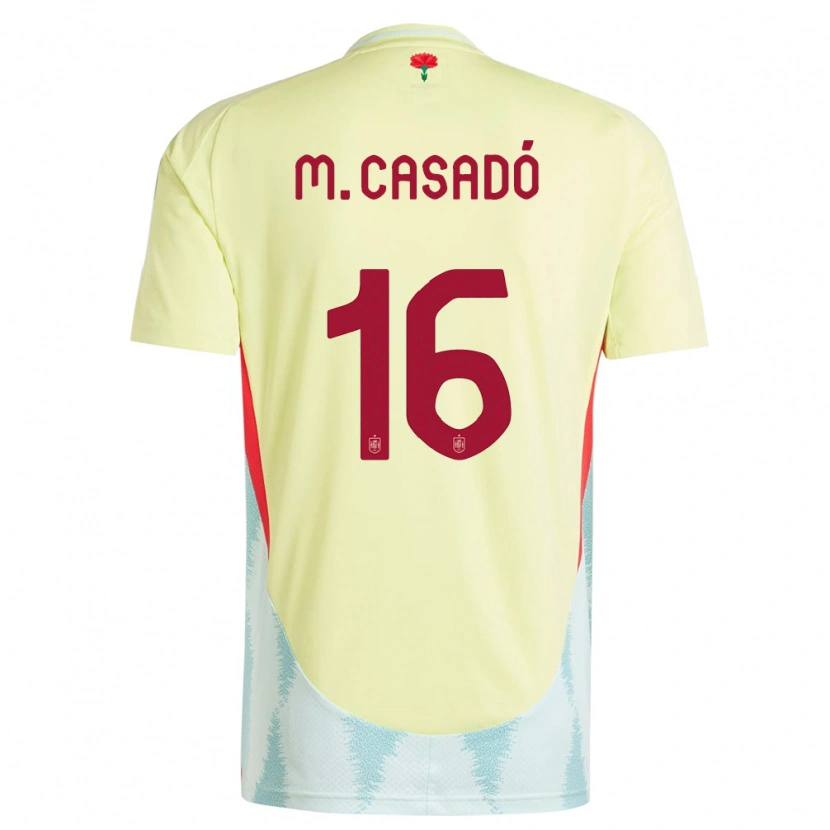 Danxen Hombre Camiseta España Marc Casadó #16 Amarillo 2ª Equipación 24-26 La Camisa