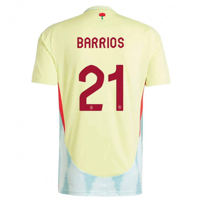 Danxen Hombre Camiseta España Pablo Barrios #21 Amarillo 2ª Equipación 24-26 La Camisa