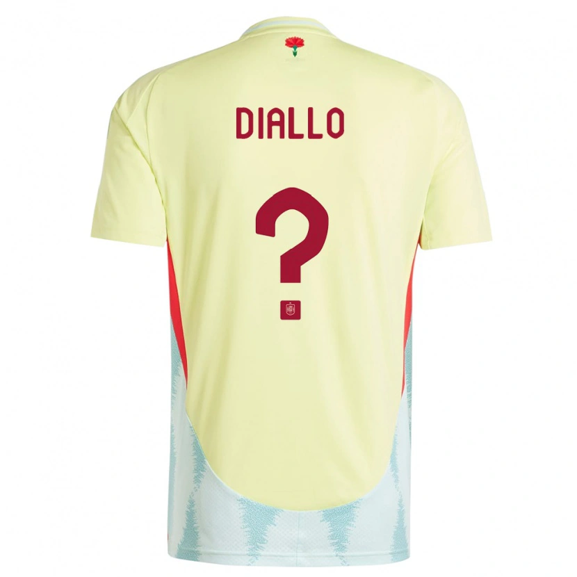 Danxen Hombre Camiseta España Ousmane Diallo #0 Amarillo 2ª Equipación 24-26 La Camisa