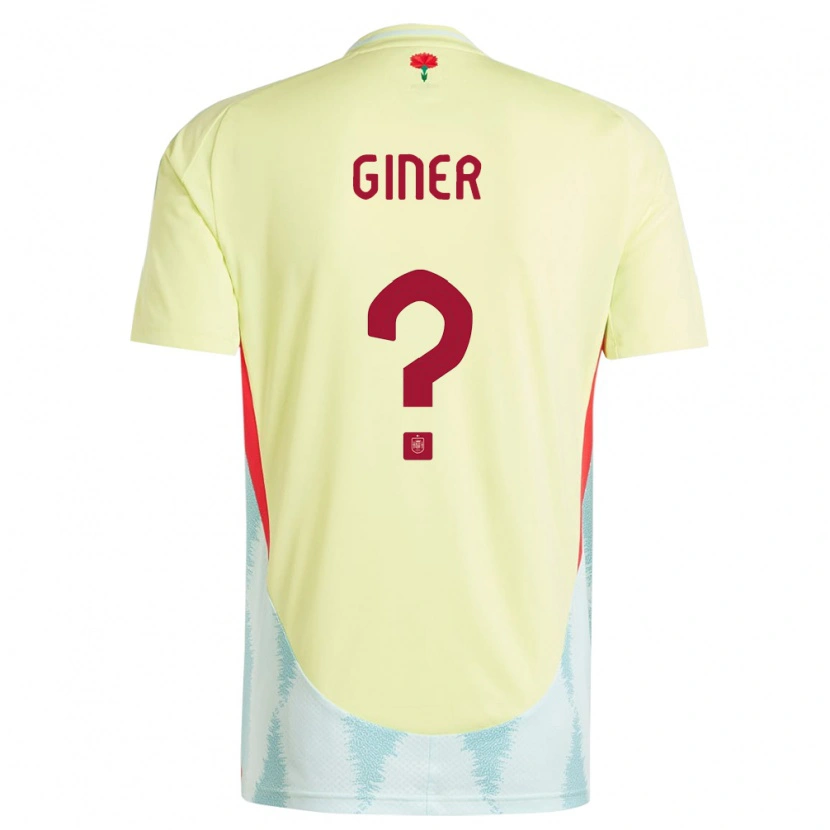 Danxen Hombre Camiseta España Hugo Giner #0 Amarillo 2ª Equipación 24-26 La Camisa