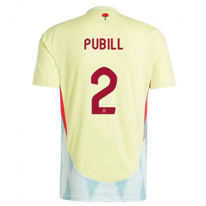 Danxen Hombre Camiseta España Marc Pubill #2 Amarillo 2ª Equipación 24-26 La Camisa