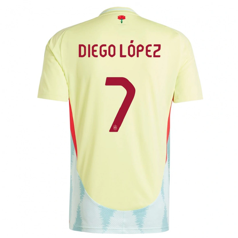 Danxen Hombre Camiseta España Diego López #7 Amarillo 2ª Equipación 24-26 La Camisa