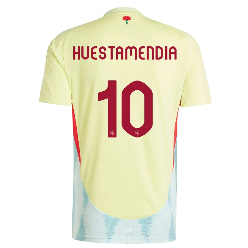 Danxen Hombre Camiseta España Peio Huestamendia #10 Amarillo 2ª Equipación 24-26 La Camisa