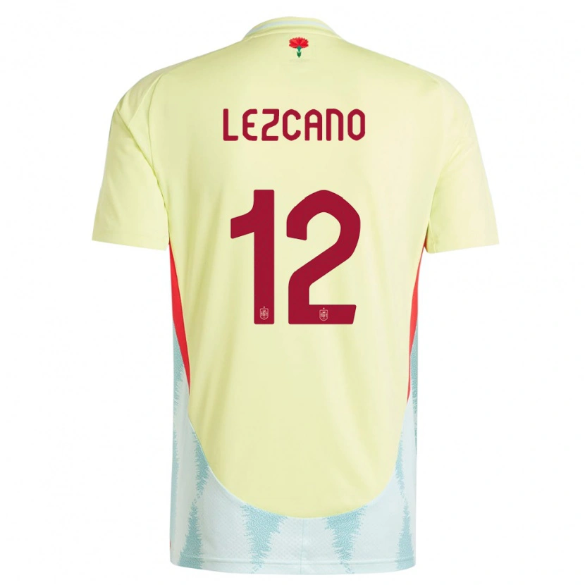 Danxen Hombre Camiseta España Álvaro Lezcano #12 Amarillo 2ª Equipación 24-26 La Camisa