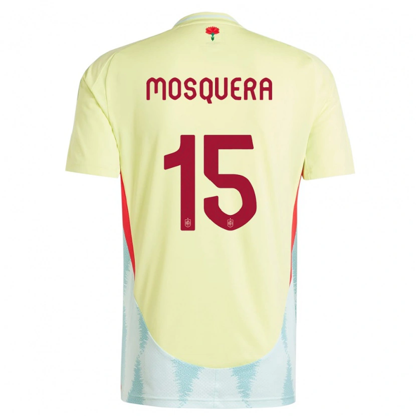 Danxen Hombre Camiseta España Cristhian Mosquera #15 Amarillo 2ª Equipación 24-26 La Camisa