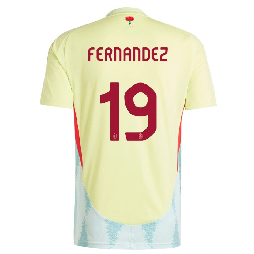 Danxen Hombre Camiseta España Roberto Fernández #19 Amarillo 2ª Equipación 24-26 La Camisa