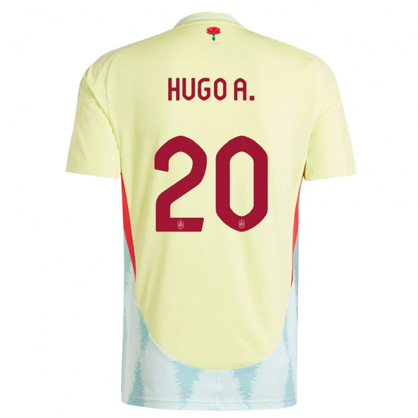 Danxen Hombre Camiseta España Hugo Álvarez #20 Amarillo 2ª Equipación 24-26 La Camisa