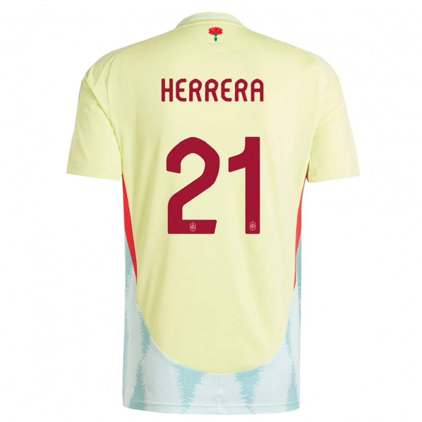 Danxen Hombre Camiseta España Iker Herrera #21 Amarillo 2ª Equipación 24-26 La Camisa