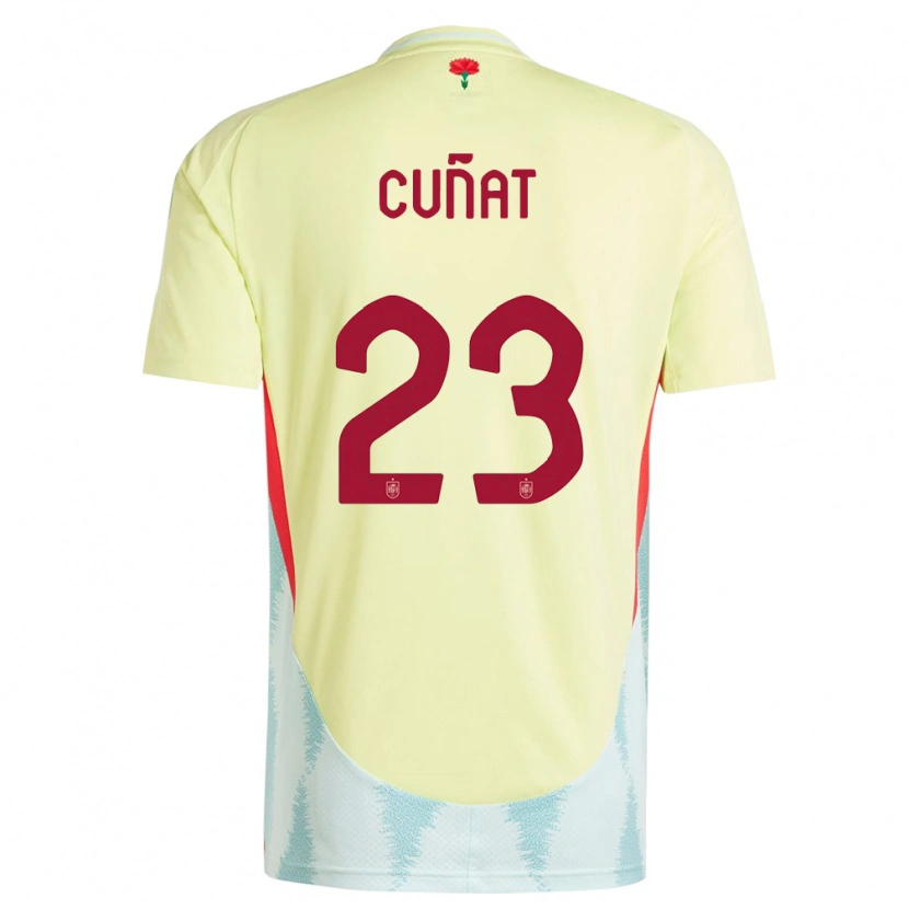 Danxen Hombre Camiseta España Pablo Cuñat #23 Amarillo 2ª Equipación 24-26 La Camisa