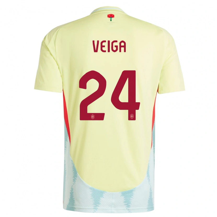 Danxen Hombre Camiseta España Gabri Veiga #24 Amarillo 2ª Equipación 24-26 La Camisa