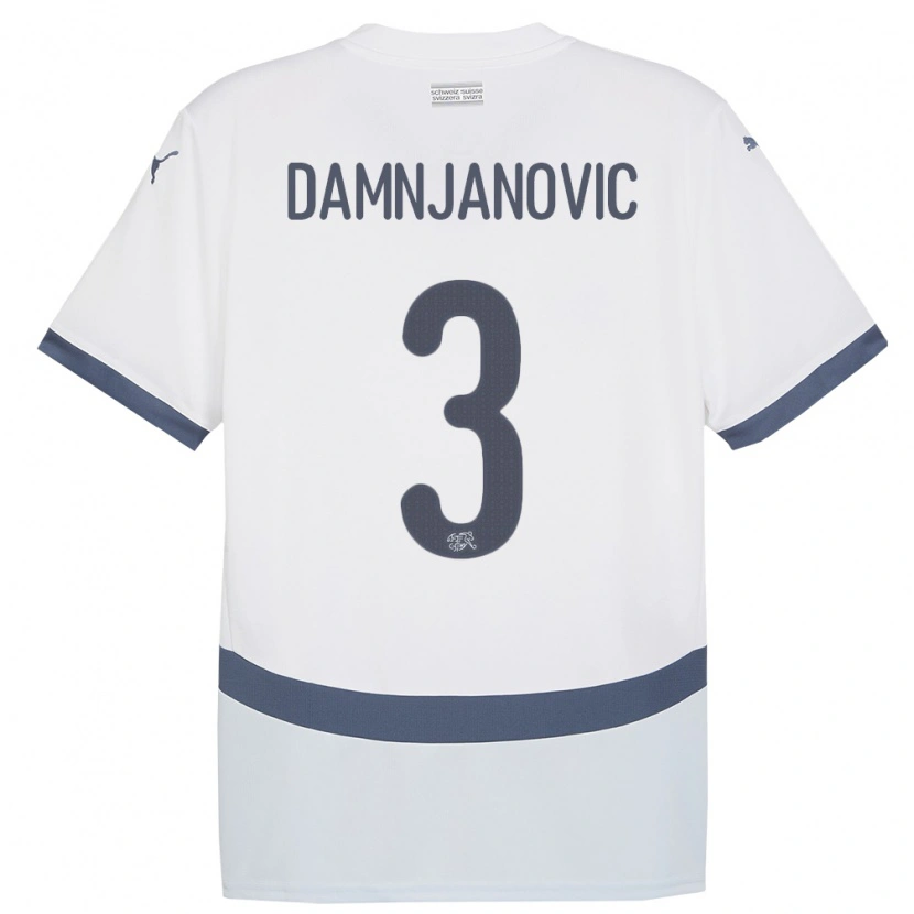 Danxen Hombre Camiseta Suiza Lazar Damnjanovic #3 Blanco 2ª Equipación 24-26 La Camisa