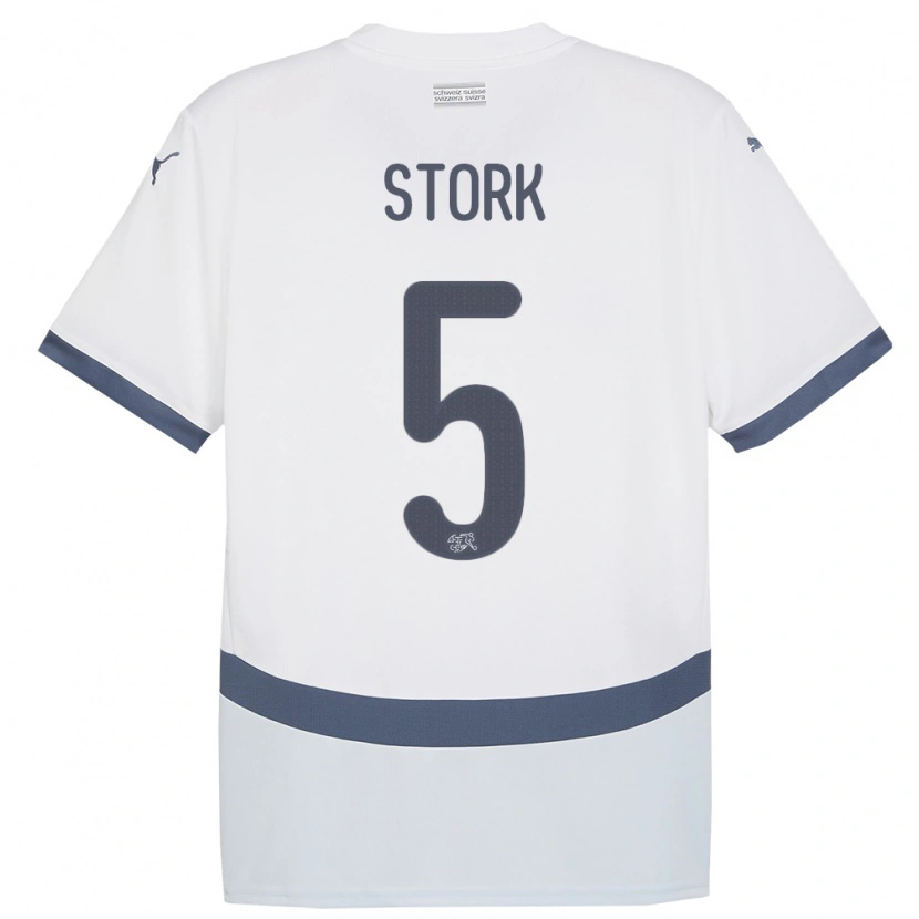 Danxen Hombre Camiseta Suiza Gian Stork #5 Blanco 2ª Equipación 24-26 La Camisa