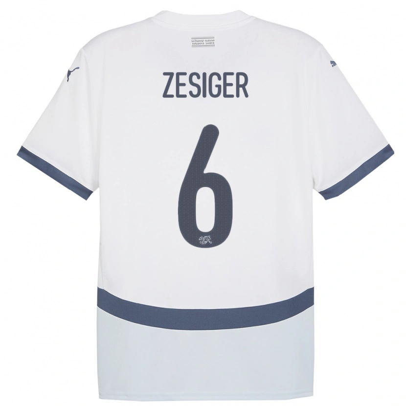 Danxen Hombre Camiseta Suiza Navin Zesiger #6 Blanco 2ª Equipación 24-26 La Camisa