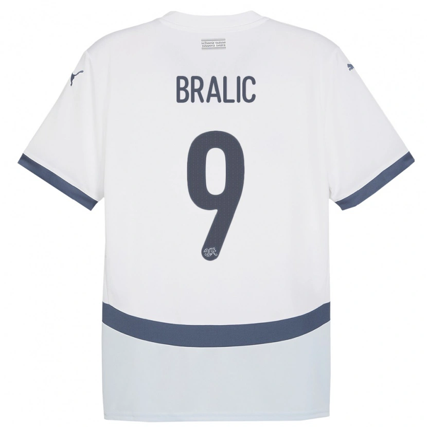 Danxen Hombre Camiseta Suiza Josip Bralic #9 Blanco 2ª Equipación 24-26 La Camisa