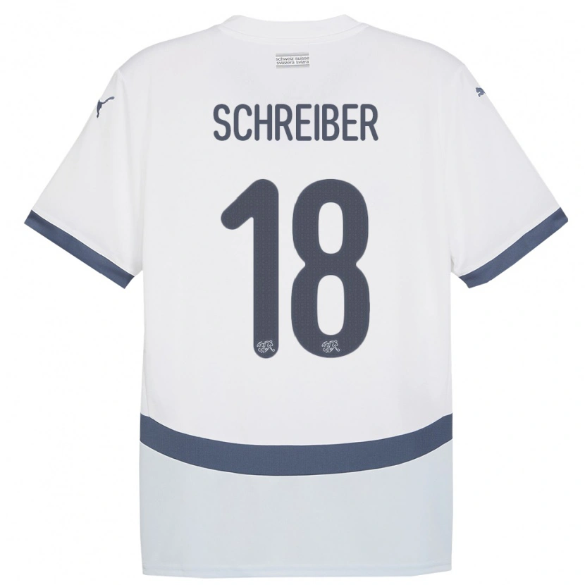 Danxen Hombre Camiseta Suiza Loris Schreiber #18 Blanco 2ª Equipación 24-26 La Camisa