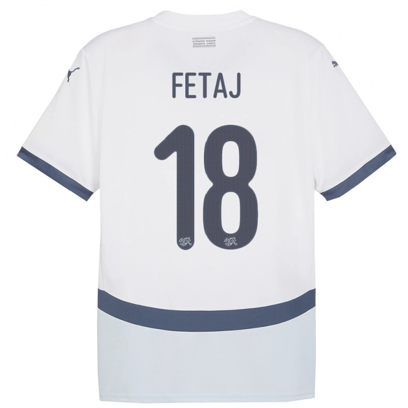 Danxen Hombre Camiseta Suiza Sarjon Fetaj #18 Blanco 2ª Equipación 24-26 La Camisa