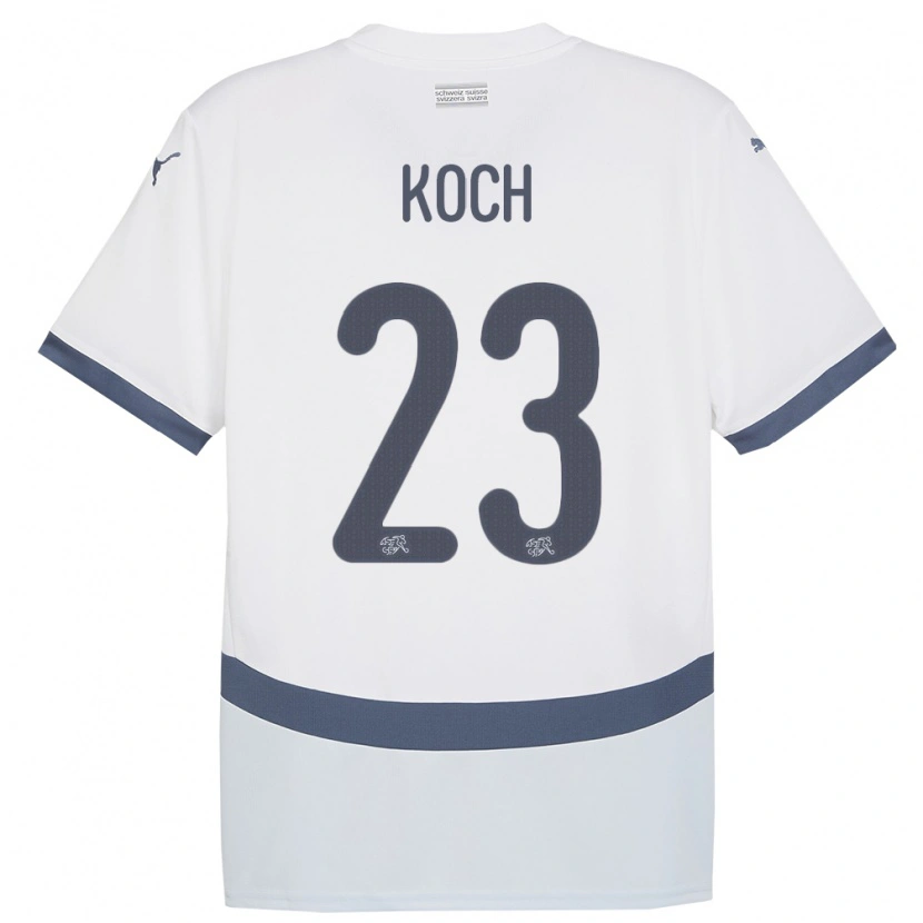 Danxen Hombre Camiseta Suiza Cédric Koch #23 Blanco 2ª Equipación 24-26 La Camisa