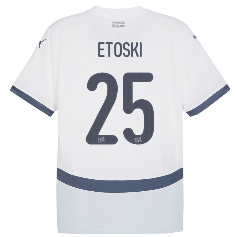 Danxen Hombre Camiseta Suiza Edin Etoski #25 Blanco 2ª Equipación 24-26 La Camisa