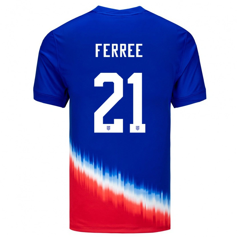 Danxen Hombre Camiseta Estados Unidos Duran Ferree #21 Azul 2ª Equipación 24-26 La Camisa
