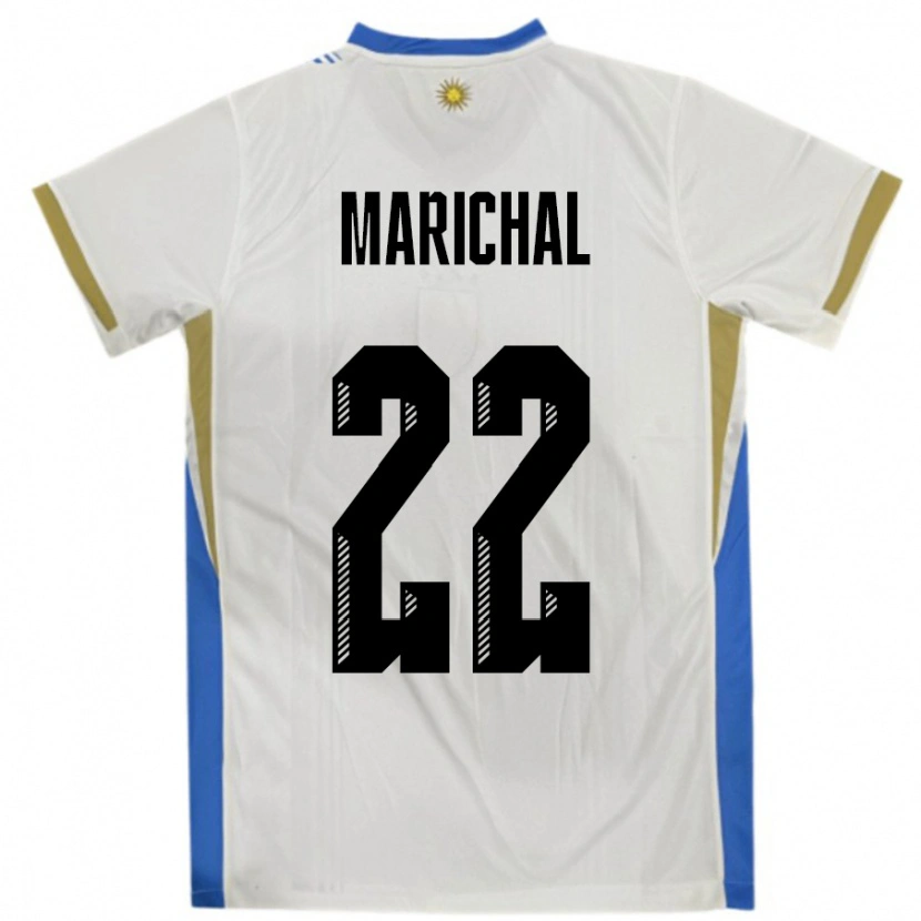 Danxen Hombre Camiseta Uruguay Nicolás Marichal #22 Blanco Azul 2ª Equipación 24-26 La Camisa