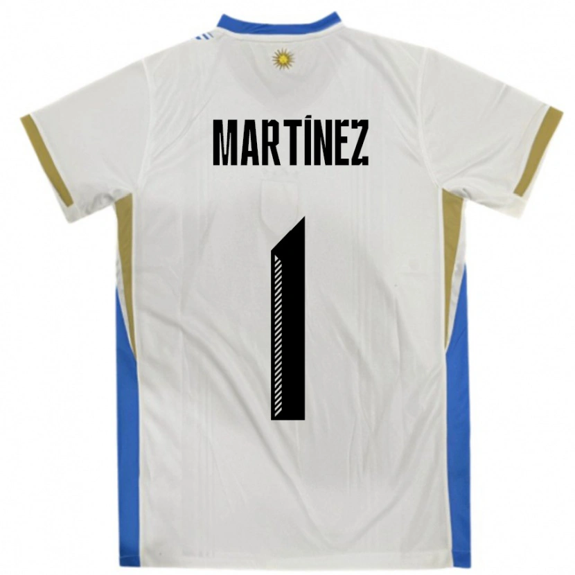 Danxen Hombre Camiseta Uruguay Kevin Martínez #1 Blanco Azul 2ª Equipación 24-26 La Camisa