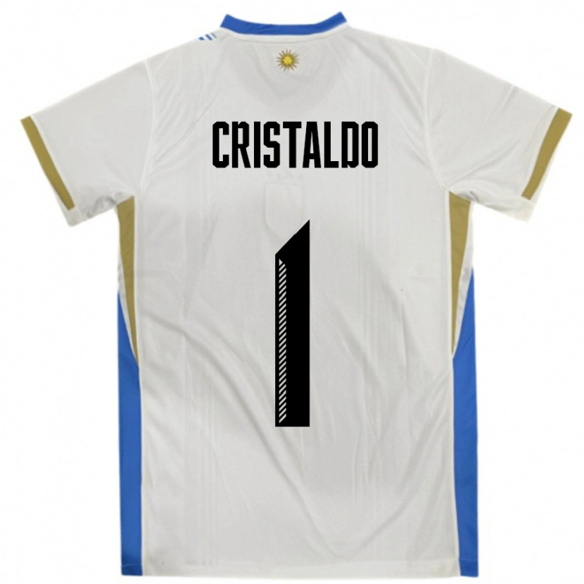 Danxen Hombre Camiseta Uruguay Fabian Cristaldo #1 Blanco Azul 2ª Equipación 24-26 La Camisa