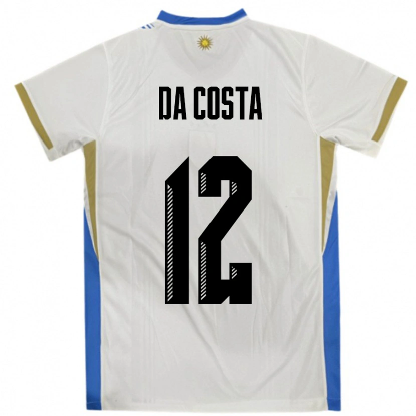 Danxen Hombre Camiseta Uruguay Paulo Da Costa #12 Blanco Azul 2ª Equipación 24-26 La Camisa