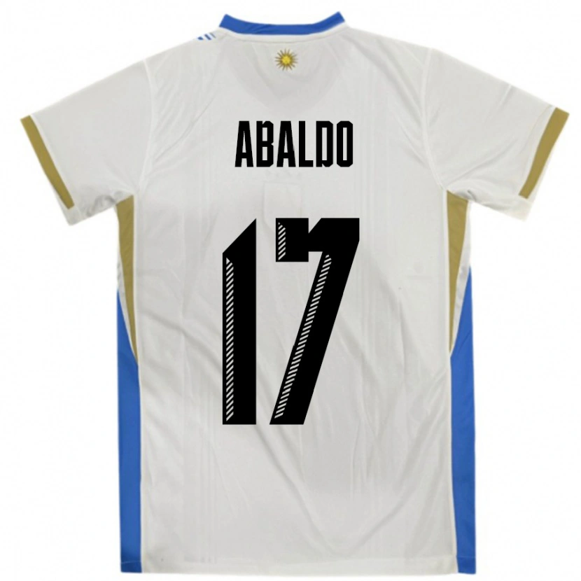 Danxen Hombre Camiseta Uruguay Matías Abaldo #17 Blanco Azul 2ª Equipación 24-26 La Camisa