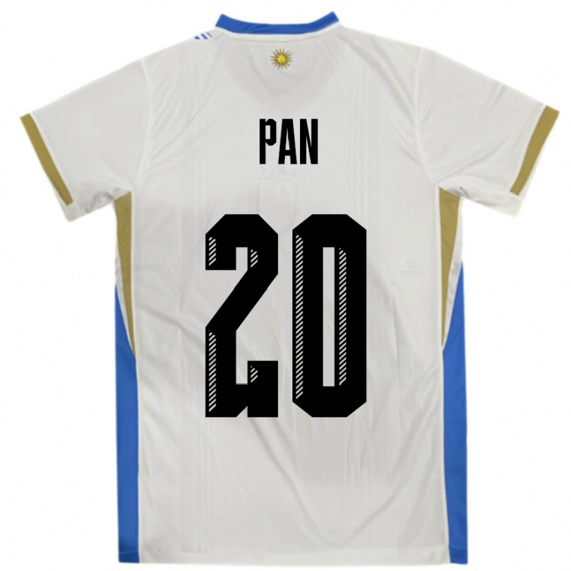 Danxen Hombre Camiseta Uruguay Gonzalo Pan #20 Blanco Azul 2ª Equipación 24-26 La Camisa