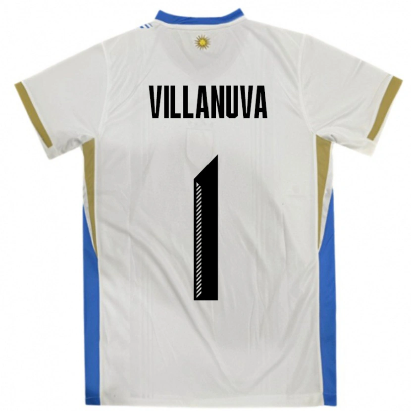 Danxen Hombre Camiseta Uruguay Josefina Villanuva #1 Blanco Azul 2ª Equipación 24-26 La Camisa