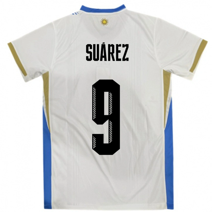 Danxen Hombre Camiseta Uruguay Luis Suarez #9 Blanco Azul 2ª Equipación 24-26 La Camisa