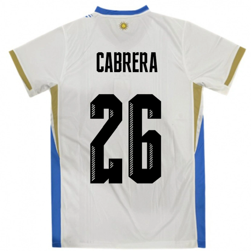 Danxen Hombre Camiseta Uruguay Leandro Cabrera #26 Blanco Azul 2ª Equipación 24-26 La Camisa