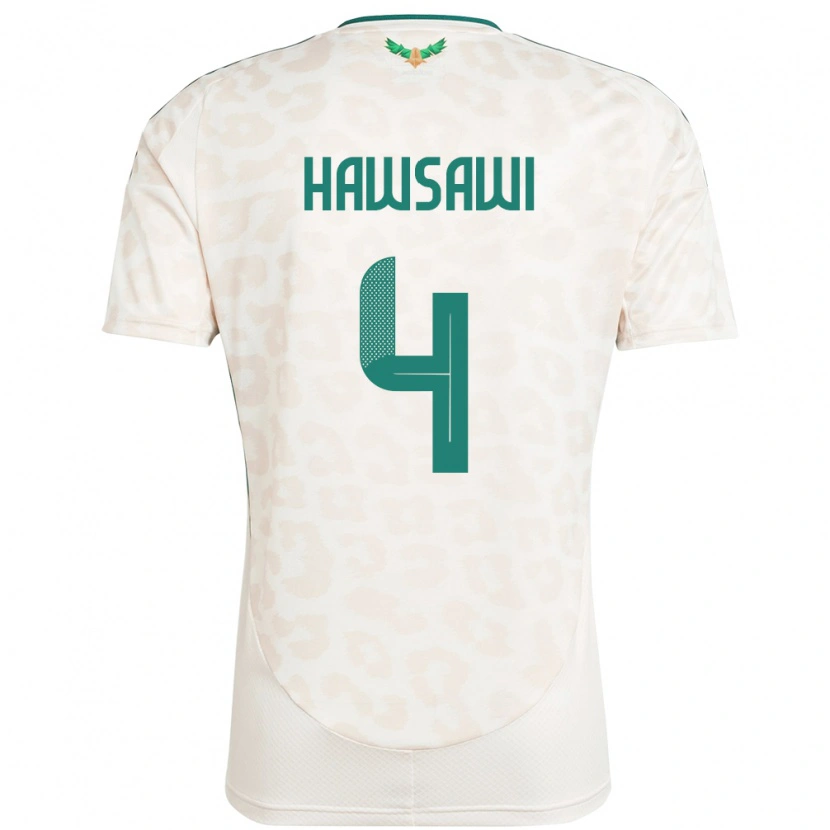 Danxen Hombre Camiseta Arabia Saudita Mohammed Hawsawi #4 Blanco 2ª Equipación 24-26 La Camisa