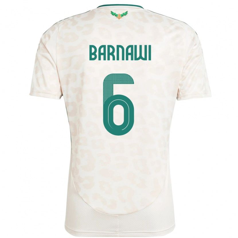 Danxen Hombre Camiseta Arabia Saudita Saleh Barnawi #6 Blanco 2ª Equipación 24-26 La Camisa