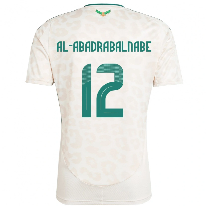 Danxen Hombre Camiseta Arabia Saudita Ahmed Musallam Al-Abadrabalnabe #12 Blanco 2ª Equipación 24-26 La Camisa